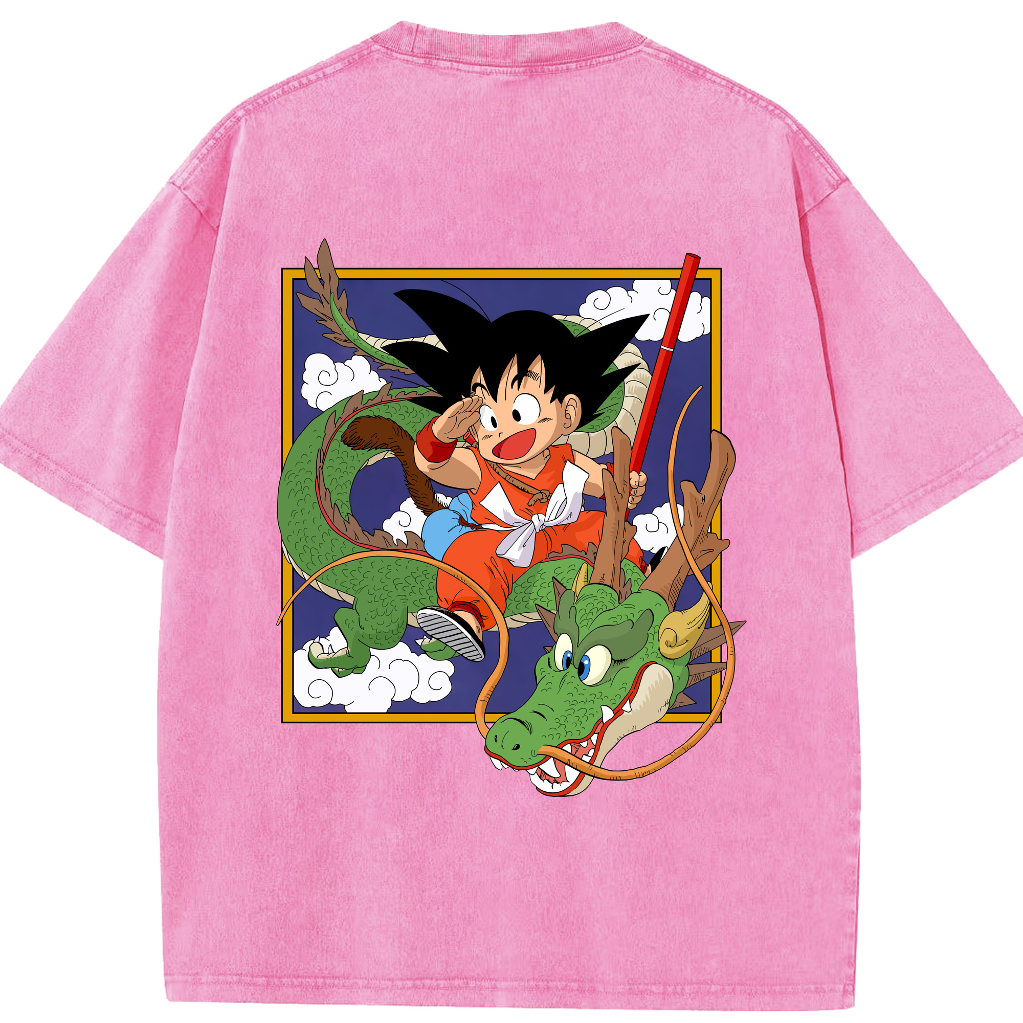（画像用） ドラゴンボール 孫悟空（そん ごくう）Son Goku カカロット DRAGON BALL Kakarotto 綿100% ヴィンテージ風 半袖Tシャツ（背面プリント）